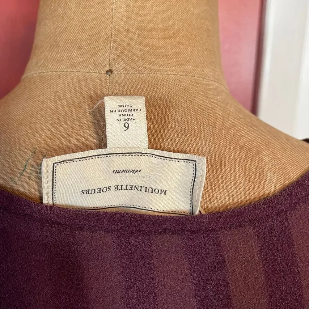 MOULINETTE SOEURS | anthropologie | silk purple button down blouse 6